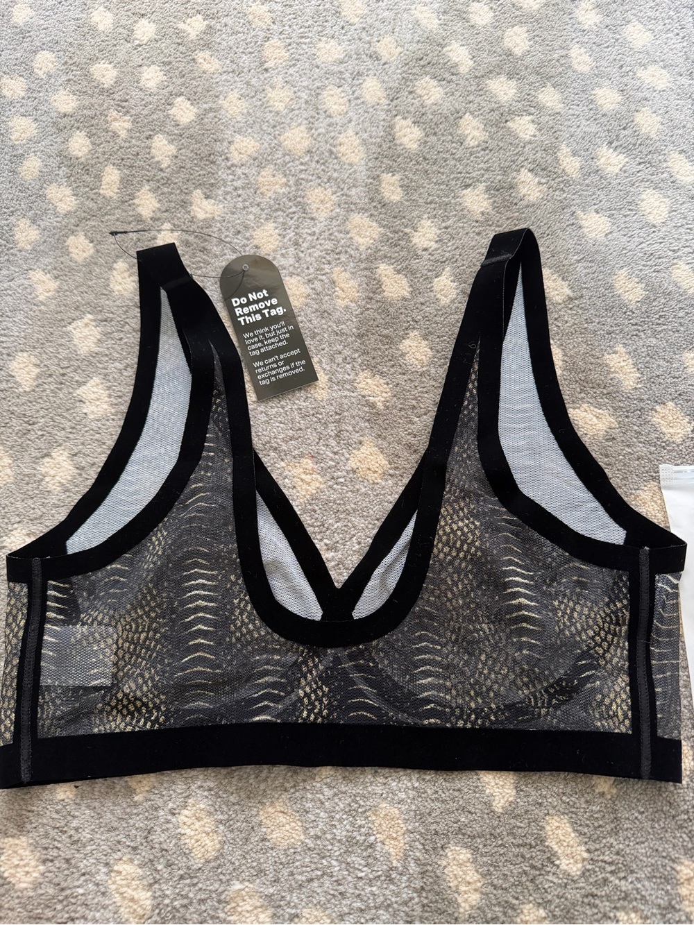 EBY Sheer Black and Gold Mesh Bralette -